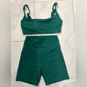 Vitality Green Sports Bra and Biker Shorts
